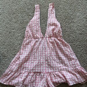 Pink and White Checkered Sleeveless Dress